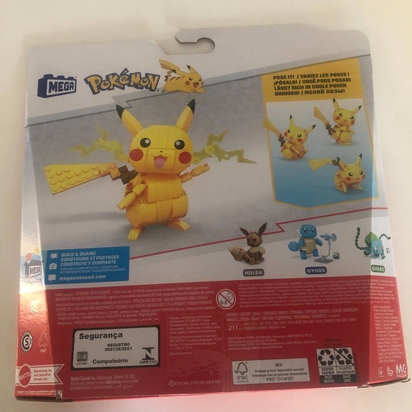 NEW! MEGA Pokémon Pikachu Building Set With 211 Pieces And Poseable Limbs - Picture 3 of 3